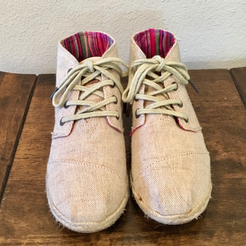 Toms Canvas, natural, cream, loafers, lace-up